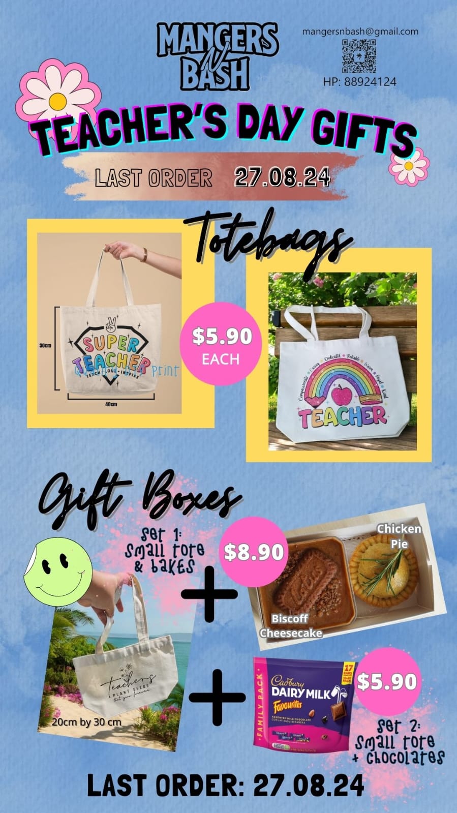 Set 1: Mangers N Bash Small Tote Bag + Bakes